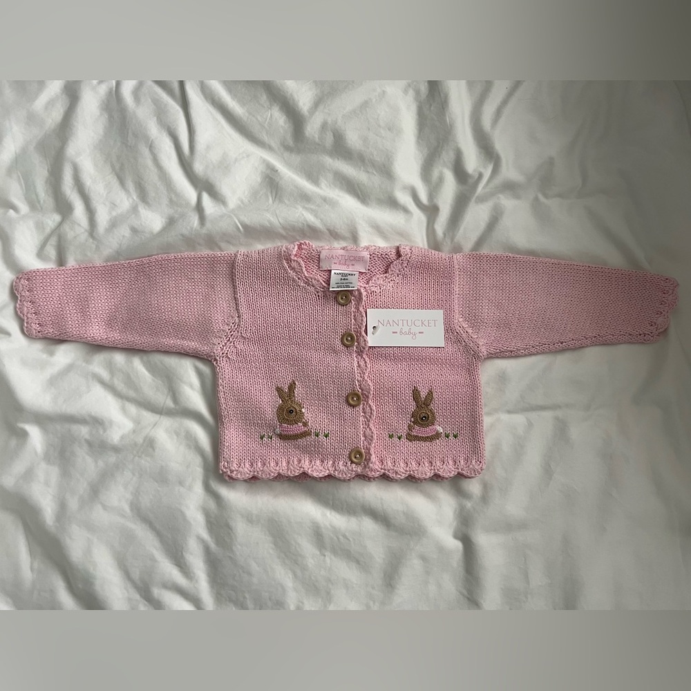 Nantucket Baby pink bunny sweater. size 3-6 months. NWT